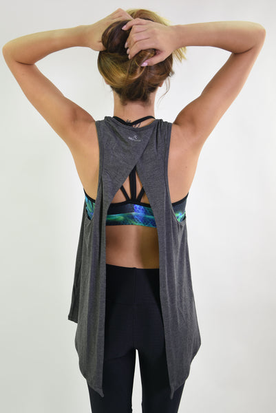 RIO GYM Livia Tank - Dark Grey yoga wear for women